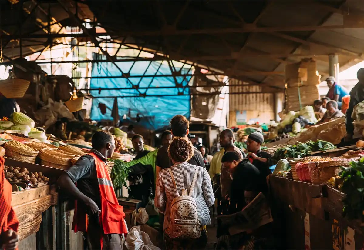 Couple shopping in a market April