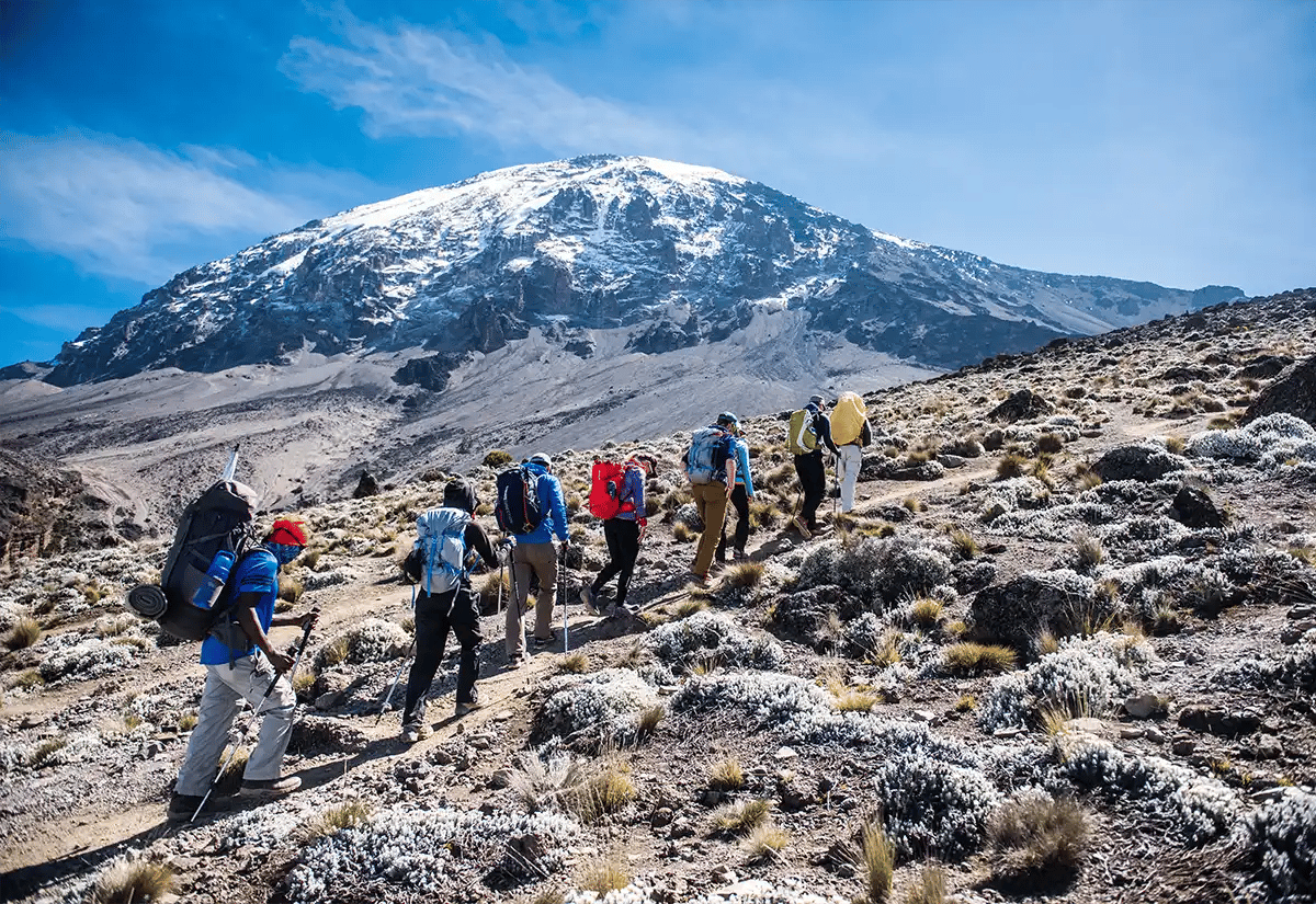 People hiking in a mountain August