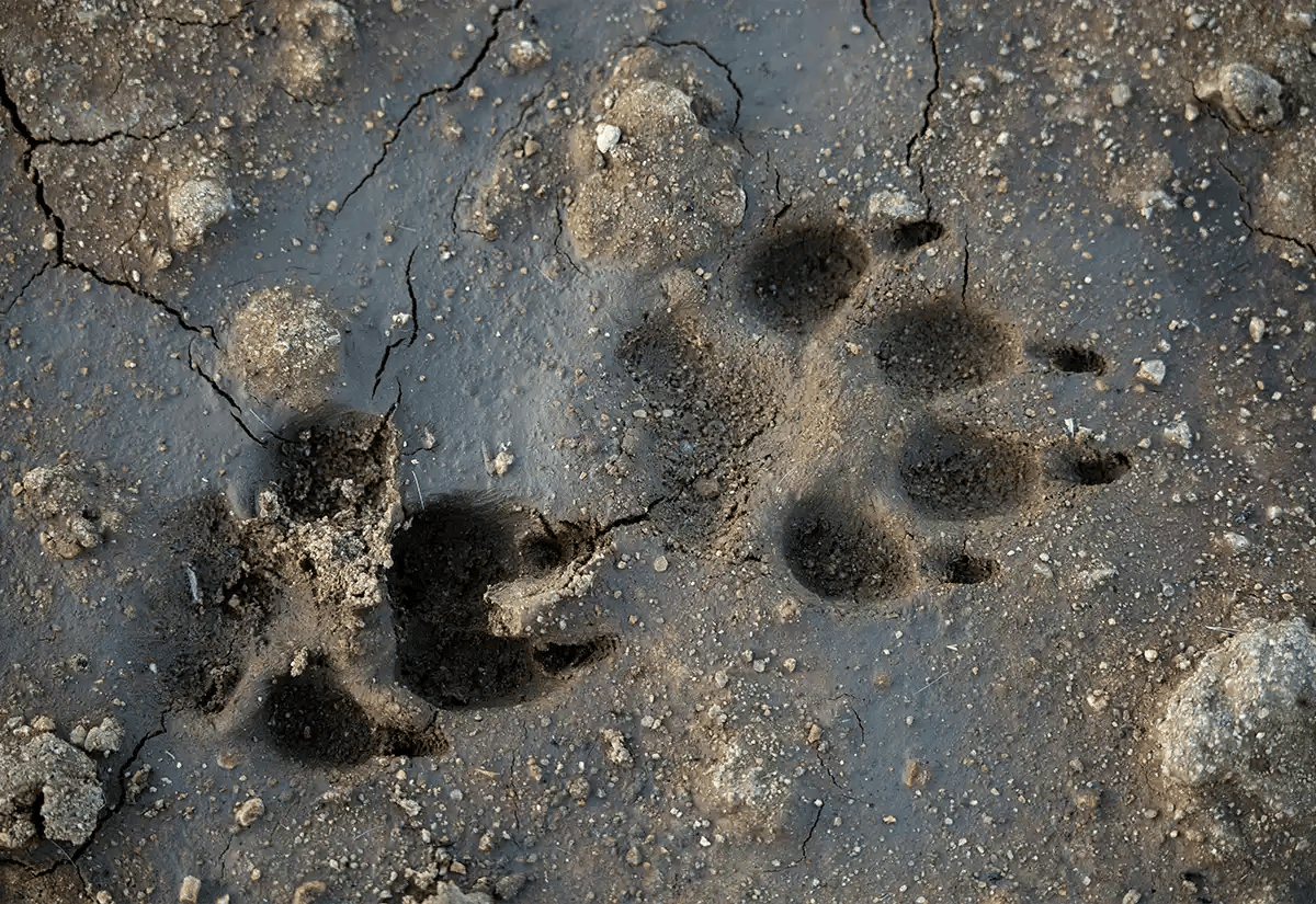 Animal foot print in the dirt February