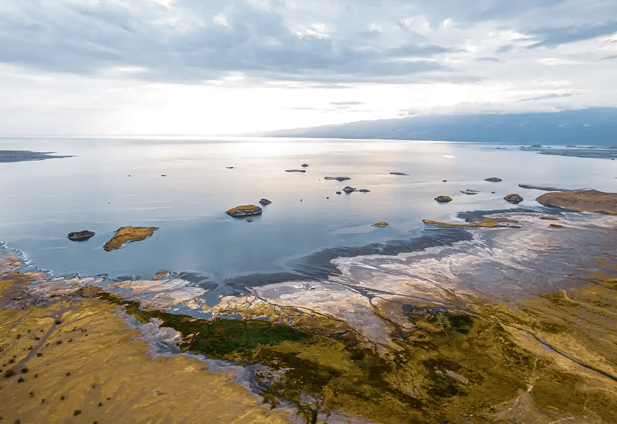 Aerial view of lake Natron March
